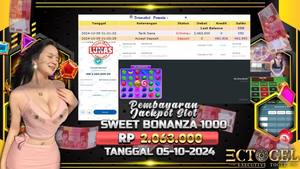 BUKTI JACKPOT SLOT SWEET BONANZA 1000 TERPERCAYA DI INDONESIA TGL 05-10-2024