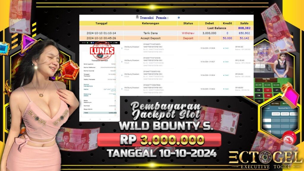 BUKTI JACKPOT SLOT WILD BOUNTY SHOWDOWN TERPERCAYA DI INDONESIA TGL 10-10-2024