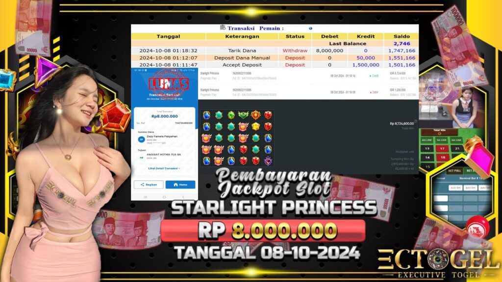 BUKTI JACKPOT SLOT STARLIGHT PRINCESS TERPERCAYA DI INDONESIA TGL 08-10-2024