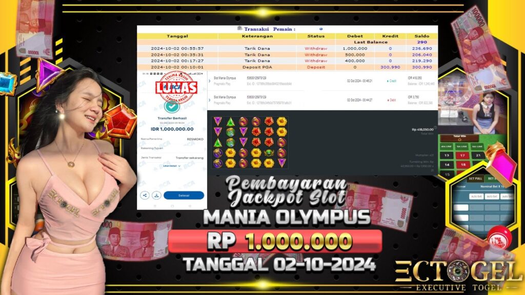 BUKTI JACKPOT SLOT MANIA OLYMPUS TERPERCAYA DI INDONESIA TGL 02-10-2024